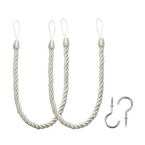 Curtain Tiebacks Ropes Tie-Backs, Handmade Curtain Holdbacks (Cream, 2pack) - Picture 1 of 6