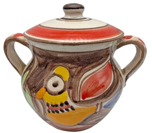 Desimone Art Pottery Jar 1970s BIRD Signed Italy 8" Lidded Handled MCM - Picture 1 of 10