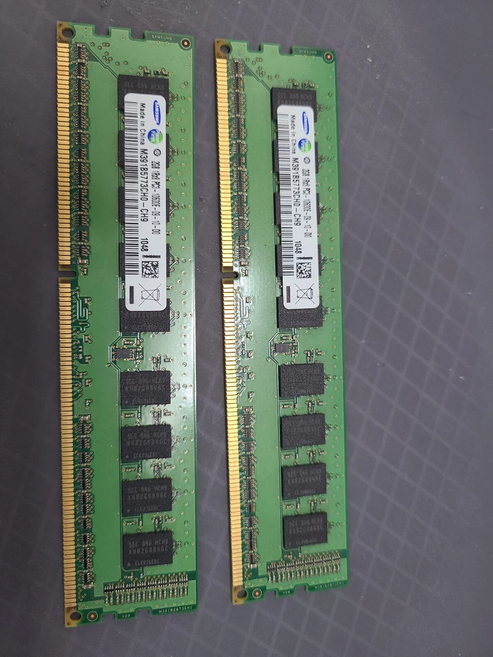 4GB Samsung M391B5773CH0 - CH9 4GB 2x2 PC3-10600E DDR3-1333 1Rx8 Memory - Image 1 of 1