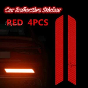 4x Red Reflective Safety Warning Strip Tape Car Door Bumper Reflector Stickers - Picture 1 of 6