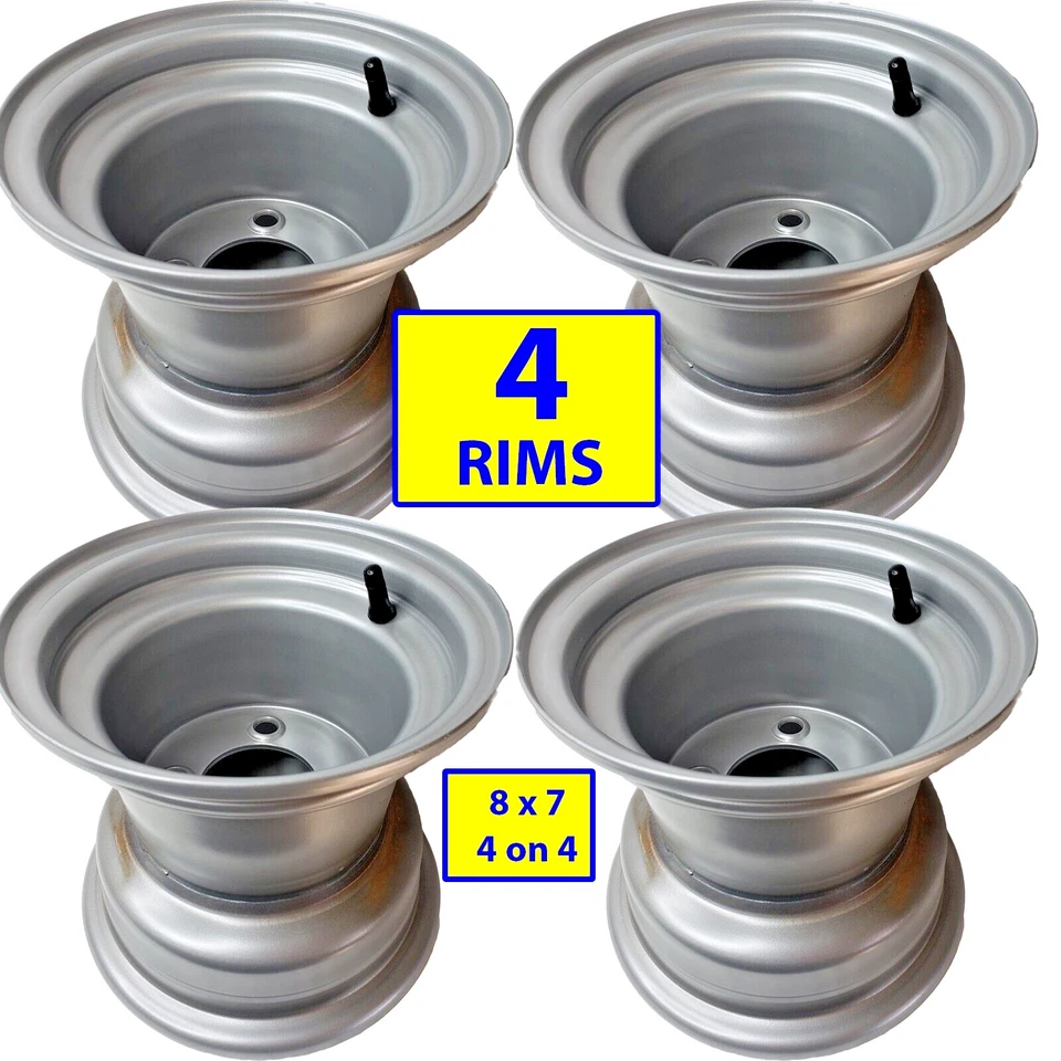 4) Golf Cart RIM WHEEL 8x7 4/4 for 18x8.50-8 18x9.50-8 20x8.0-8 tires P41 Silver Foto 1 de 4