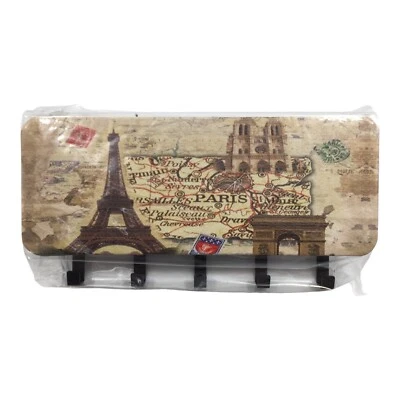Париж Эйфелева башня металлический настенный ключ почтовый держатель расписной 5 ключей органайзер - Изображение 1 из 4