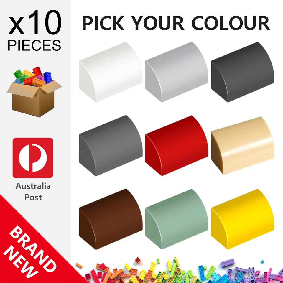 10x Genuine LEGO™ - Slope Curved 1 x 2 x 1 - 37352 98030 New Parts - image 1 of 1