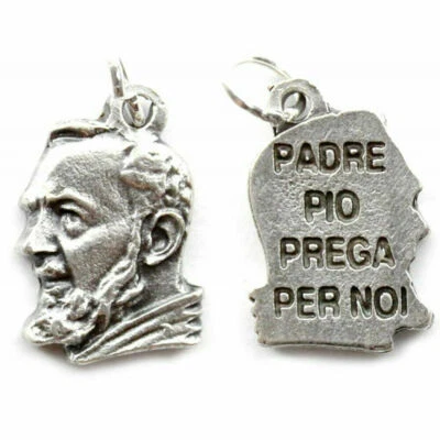 Ciondolo Padre Pio 20x15mm argento con catena collana medaglia nostro Uomo Donna - Immagine 1 di 4