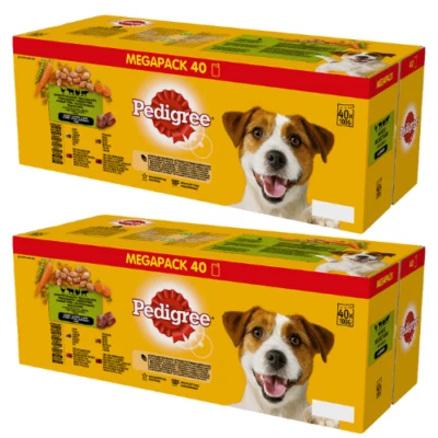 80x100 g PEDIGREE Nassfutter in Soße Huhn Rind Truthahn Lamm Gemüse adulte Hunde - Bild 1 von 2