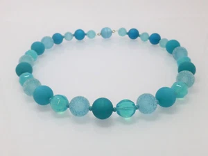 Halskette Collier Statementkette Polaris Glas Türkis-Blau UNIKAT - Bild 1 von 9