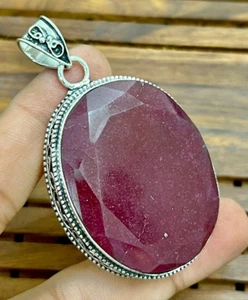 Ruby Pendant Gemstone 925 Sterling Silver Handmade Jewelry Pendant 2.05" - Picture 1 of 14
