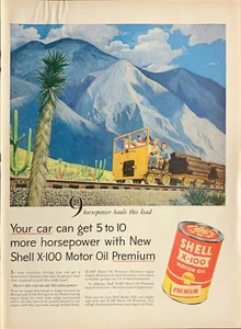 Vintage 1955 Shell X-100 Motor Oil More Horsepower  Print Ad Advertisement  - Picture 1 of 1
