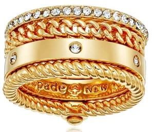 KATE SPADE NEW YORK NEW AUTH Women Infinity and Beyond Hinged Gold Stack Ring 5 - Picture 1 of 10