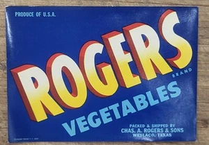 Label Rogers Vegetables Weslaco Texas - Picture 1 of 1