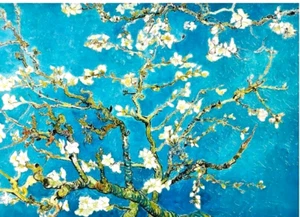 Van Gogh Almond Blossom cards notelets + ivory envs 10 pack folded A6 blank  - Picture 1 of 2