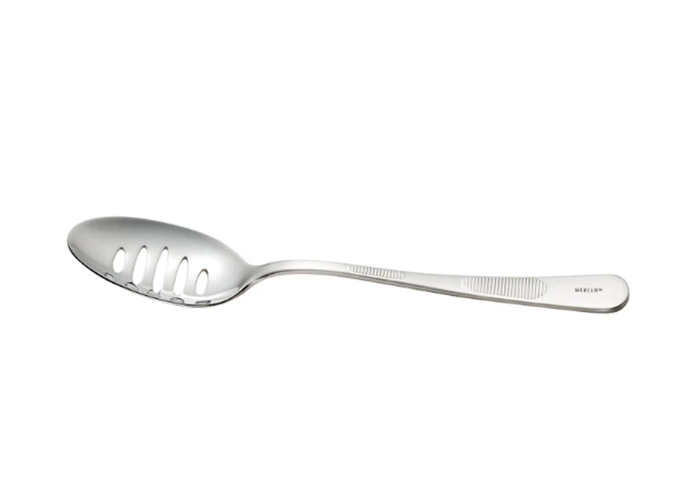 Mercer Culinary M35141 8" Stainless Steel Plating Spoon w/ Slotted Bowl Foto 1 de 1