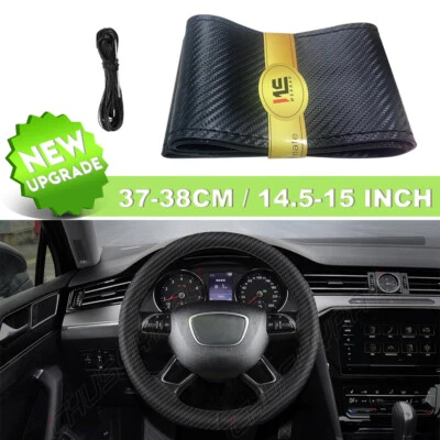 For Ford Fusion 2008-16 15" Steering Wheel Cover Genuine Leather Black non-slip - Image 1 of 4