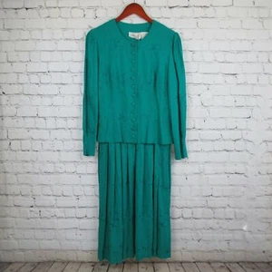 Kathie Lee for Plaza South Green Dress Size 8 Floor Length Vintage Dress - Picture 1 of 6