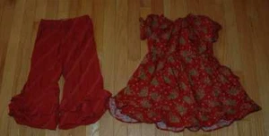 EUC Eden's Bouquet holiday peasant top and red ruffle pants 6. - Picture 1 of 1