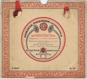 ANGUL HAMMERICH Danmarks Gamle Lurer Danish 1925 Polyphon 78rpm - Picture 1 of 3