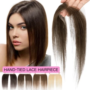 Lace Hairline Real Human Hair Patches Cover-up Topper Hairpiece System 1.5*11CM - Picture 1 of 20