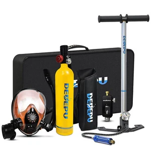 DEDEPU Scuba Diving Kit Full Face Snorkel Mask 1.0L Air Oxygen Tank Underwater - Picture 1 of 15
