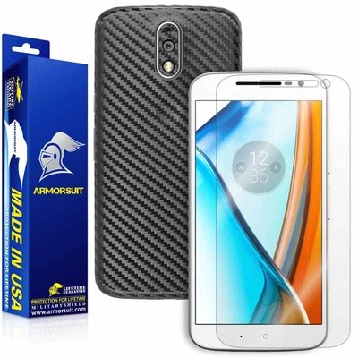 ArmorSuit Motorola Moto G4 Plus Screen Protector + Black Carbon Fiber Skin USA - Image 1 of 4