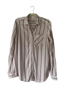Express Boyfriend Bluse Langarm Knopfleiste weiß/lila gestreift Hemd Gr. S - Bild 1 von 11