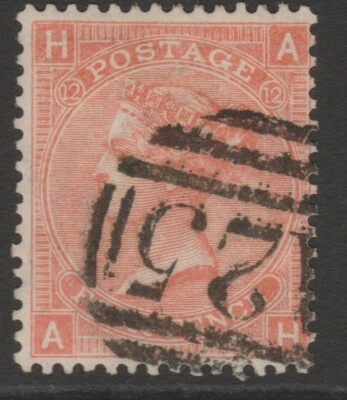 GB QV 1865-67 4d vermilion plate 12 pl12 AH sg94 spec J59 used abroad Malta Z - Image 1 of 2