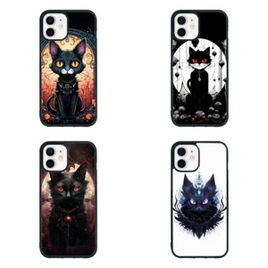 design graphic Black Cat For Samsung Galaxy Apple iPhone Dustproof Case - Picture 1 of 25