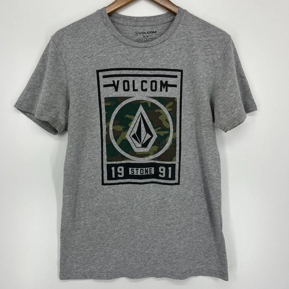 Volcom T-Shirt Men's M Gray Graphic Logo Crew Neck Cotton - Image 1 of 4