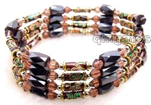 Blue Cloisonne Bracelet for Women Black Hematite Magnetic Bracelet 29" Necklace - Picture 1 of 14