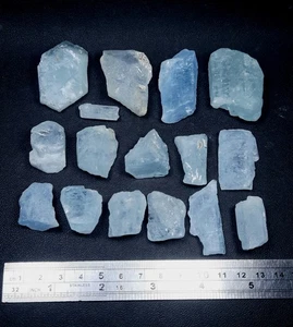 Natural Etched Aquamarine Rough & Crystals 16 Pcs Lot From Skardu Pakistan. - Picture 1 of 10