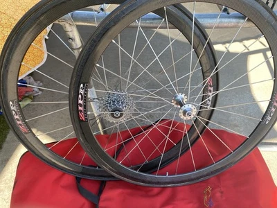 2.	Zipp 340 Carbon Wheels Speed Weaponry Tubular Set w/ Hubs & Cassette – - Image 1 of 4