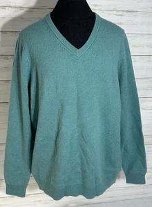 NUOVO! Nuovo con etichetta! WoolOvers GRANDE maglione donna blu acqua verde 100% LANA DI AGNELLO scollo a V - Foto 1 di 19