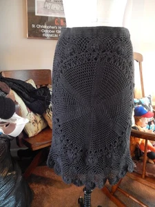 Vtg Spiegel Embroidered Lined Skirt Black Midi Size M - Bild 1 von 15