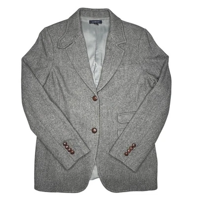 Chaqueta Blazer Lands End Para Mujer Gris Mezcla Lana Espiga Talla 8 Foto 1 de 4