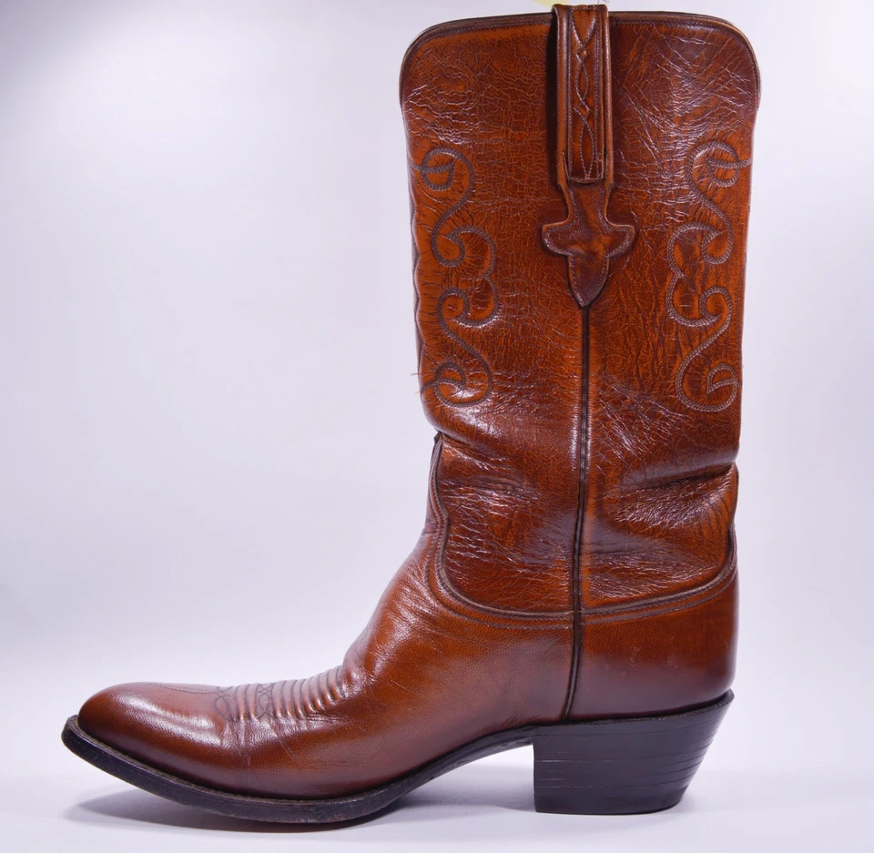LUCCHESE BOOTS LEATHER BROWN MEN'SIZE- BOTTES LUCCHESE CUIR MARRON HOMME - Photo 1/4