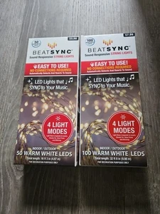 2 luces BeatSync luces de cadena activadas por sonido LED sincronización con tu música 150 cálidas - Imagen 1 de 1