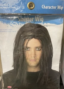 Peluca de personaje siniestro! ¡Cabello largo negro liso! ¡Nuevo en embalaje original! - Imagen 1 de 4