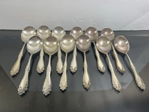 Juego de 12 cucharas sopera Holmes & Edwards Imperial 14 7" plateadas forma rara - Imagen 1 de 8
