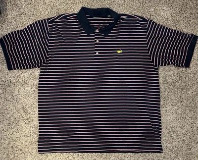 Masters Collection Polo Shirt Mens XL Blue Red White Striped Short Sleeve - Image 1 of 4