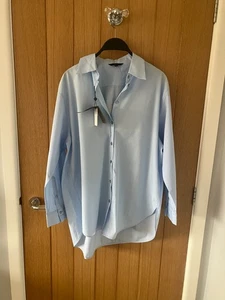BNWT Massimo Dutti Blue Cotton Poplin Shirt Size 10/38 - Picture 1 of 6