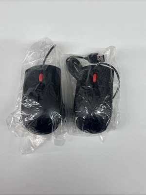 Lot x2 Lenovo OEM Mice USB Wired Desktop Mouse Black - Image 1 of 2