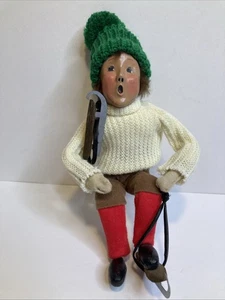 Byers Choice Caroler Skater Boy on Log Boy with skates NO LOG 1993 - Picture 1 of 4