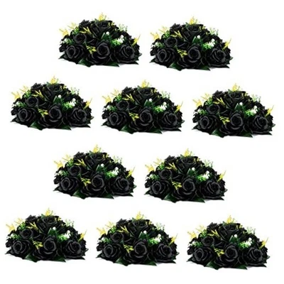  Roses Artificial Flowers Pcs of 10 Fake Flower Bouquet Hydrangea 10 Pcs Black - Image 1 of 4