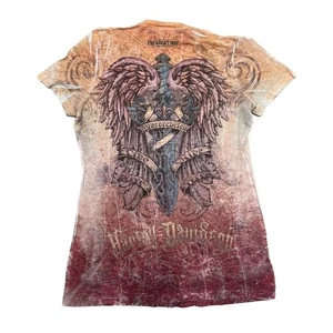 Camiseta Harley Davidson Naranja Burnout Espada Alas Live Free Ride Free XL - Imagen 1 de 6