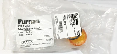 52RA4P9 Siemens Furnas Electric Mushroom Head Amber Lens for 52PA4DN Oil Tight - Image 1 of 3
