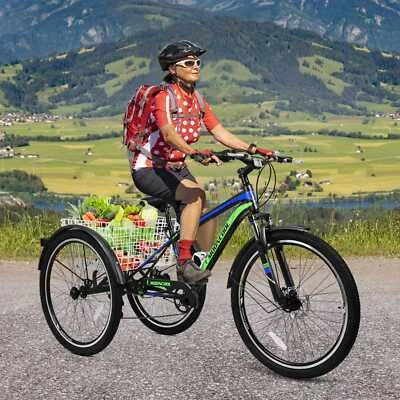 Triciclo de montaña para adultos, bicicleta de tres ruedas de 7 velocidades, triciclos para adultos 24/26/27,5 pulgadas Foto 1 de 4