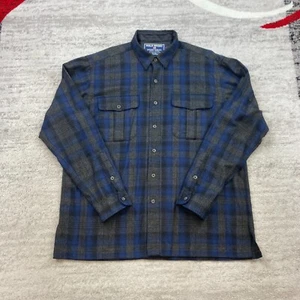 VTG Polo Ralph Lauren Sportsman Wool Shirt Large Black Blue Pony RLPC Tartan 90s - Picture 1 of 10