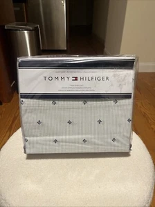 Tommy Hilfiger Brand New Twin Sheet Set TH Blue Stripes 2018 - Picture 1 of 6