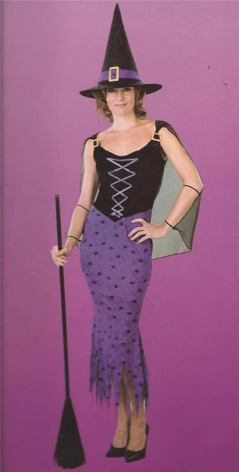 NUEVO Sexy Mujeres MOONLIGHT MAGIC WITCH Disfraz Fiesta Vestido y Sombrero M 8-10 Foto 1 de 1