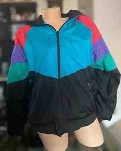 Vintage Members Only Color Block Windbreaker Jacket Lined Women's Large - Picture 1 of 12
