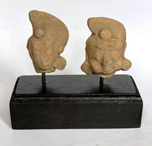 2 antiche teste di terracotta Majapahit XIII/XV secolo Giava orientale Indonesia 10m - Foto 1 di 8